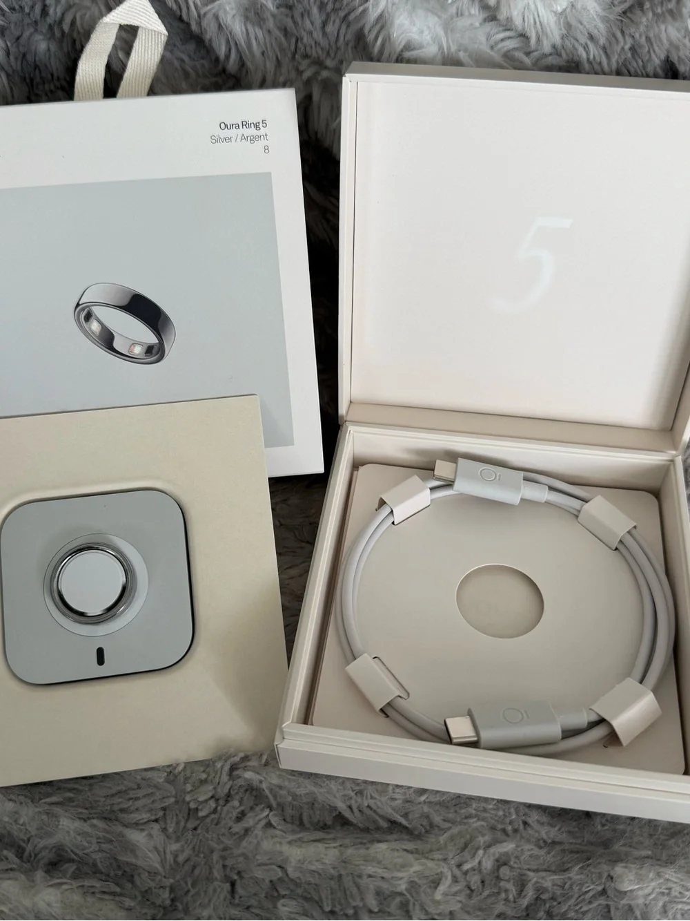 OURA RING GEN 5 FULL SET SILVER SIZE 8
